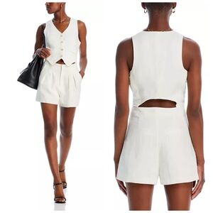 BlankNYC Linen Vest Romper in Ivory | Medium